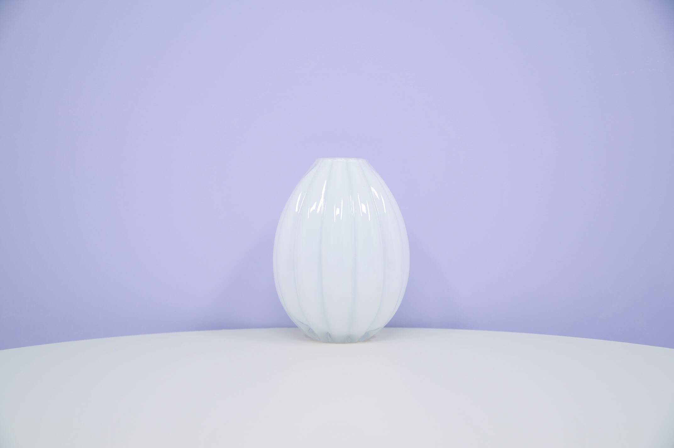 vintage white glass vase bubbles