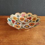 Vintage Enamelled Brass Fruit Bowl – Floral Centrepiece with Edge Fe