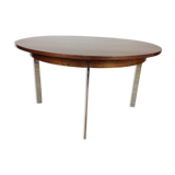 Table à manger en palissandre et chrome du milieu du siècle par merrow associates