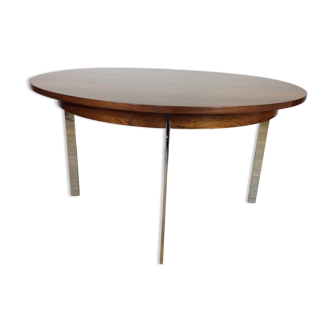 Table à manger en palissandre et chrome du milieu du siècle par merrow associates