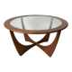 Astro coffee table in brown teak with transparent glass top - Victor Wilkins for G-Plan, 1960s