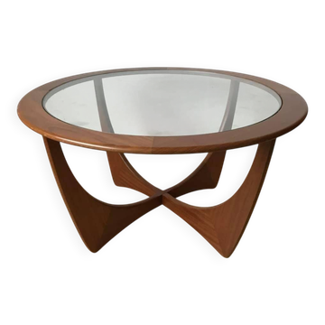 Astro coffee table in brown teak with transparent glass top - Victor Wilkins for G-Plan, 1960s