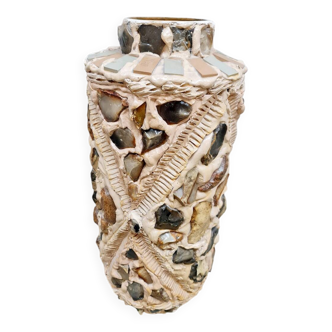 Vase en pierres céramiques vintage ''Minéraux mixtes''