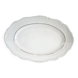 Oval porcelain plate with double gold line, hand-painted.