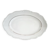 Plat ovale en porcelaine Manufacture double filet or peint à la main