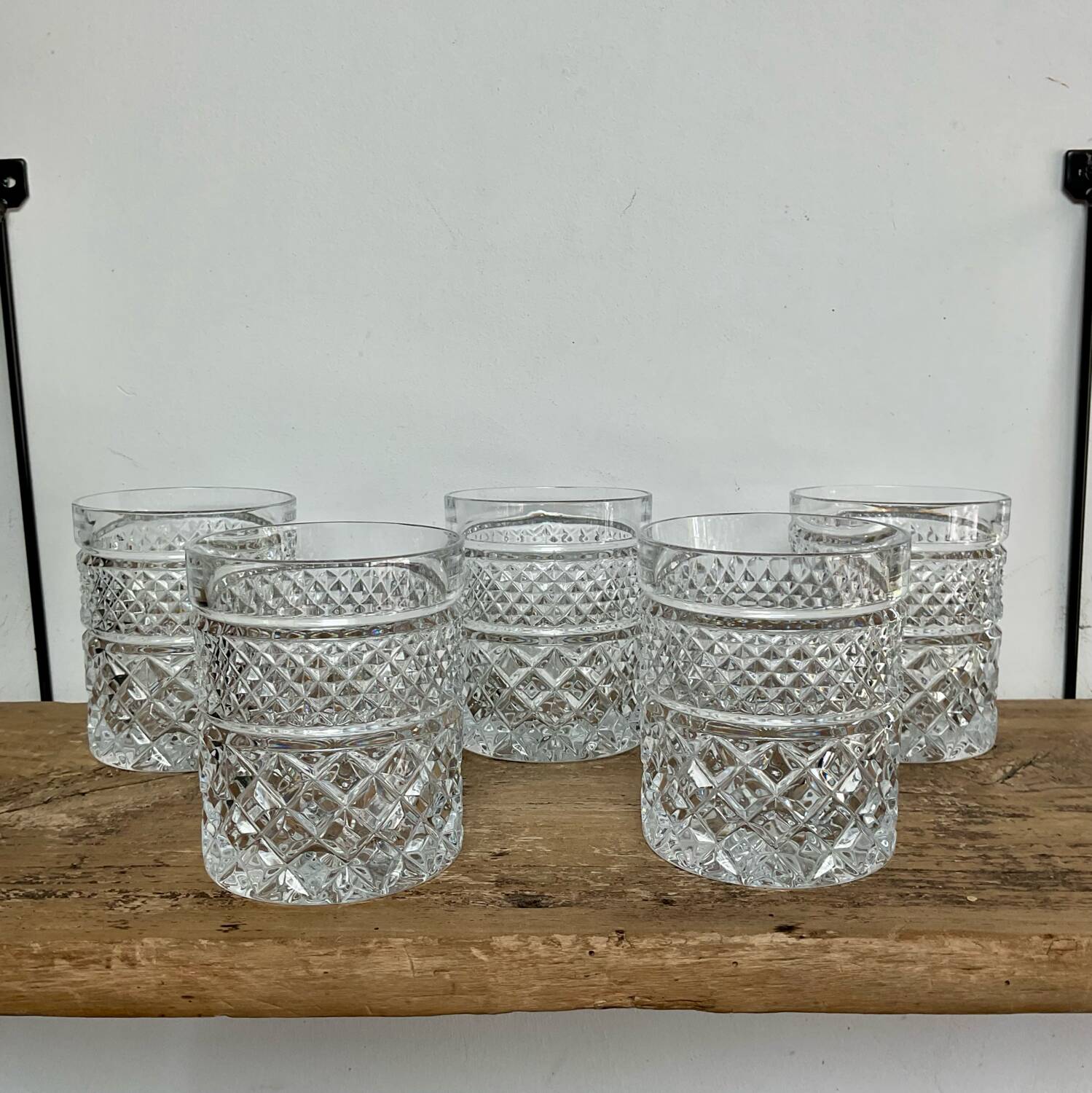 5 vintage whiskey glasses