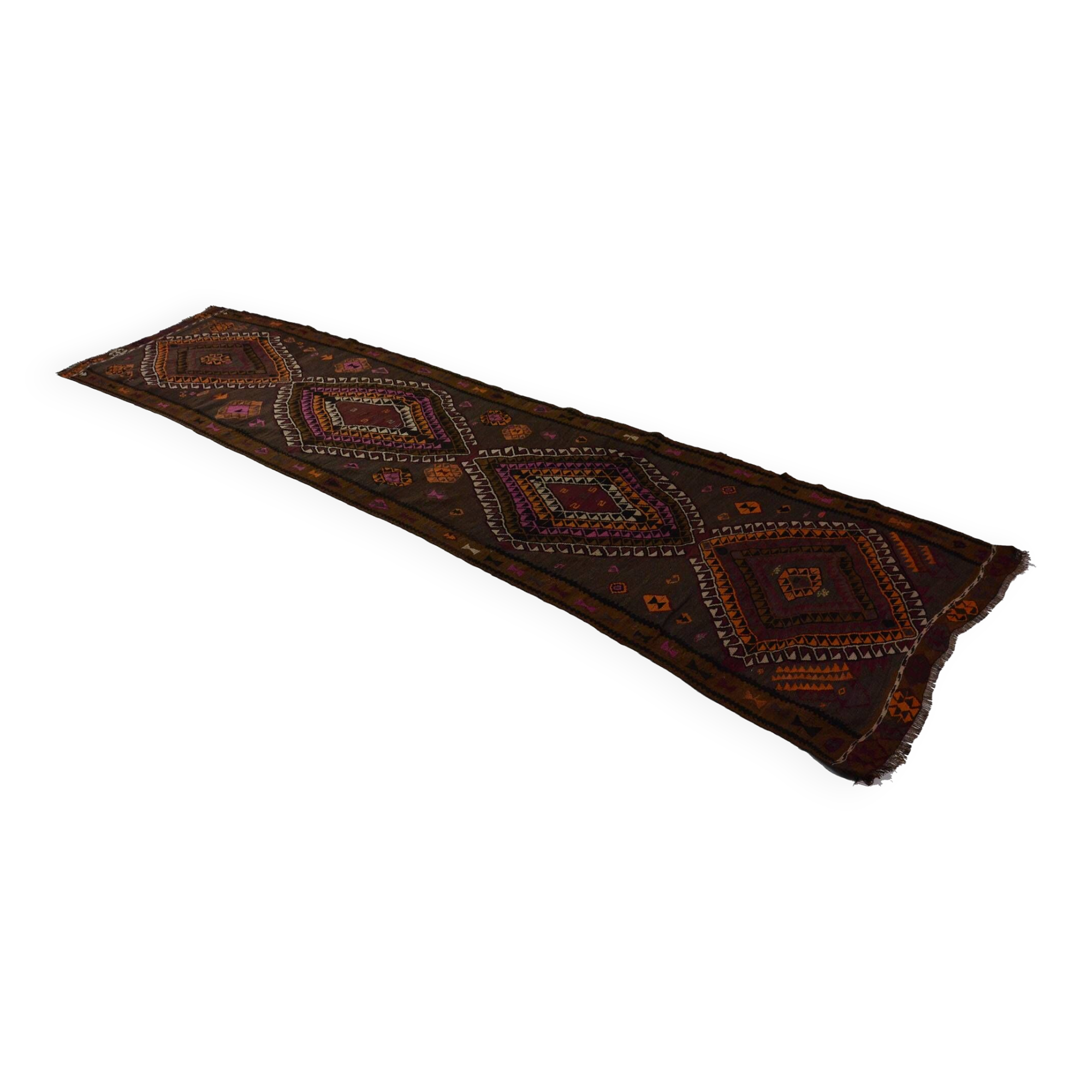 Anatolian handmade kilim rug 435 cm x 115 cm