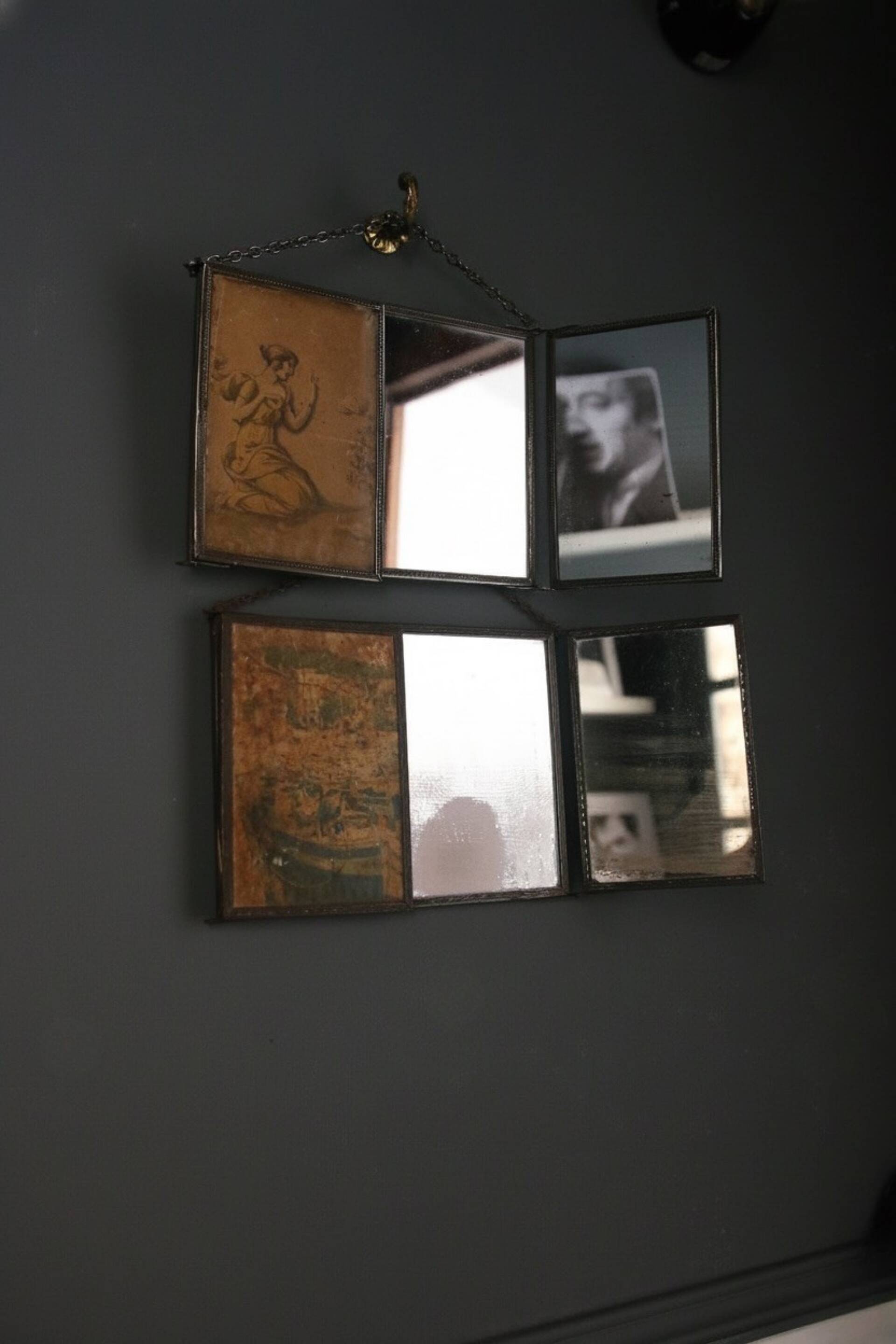Miroir triptyque de barbier, Art Nouveau, circa 1900
