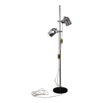 Adjustable double spotlight floor lamp "Stanislav Indra Chrome", Czechoslovakia