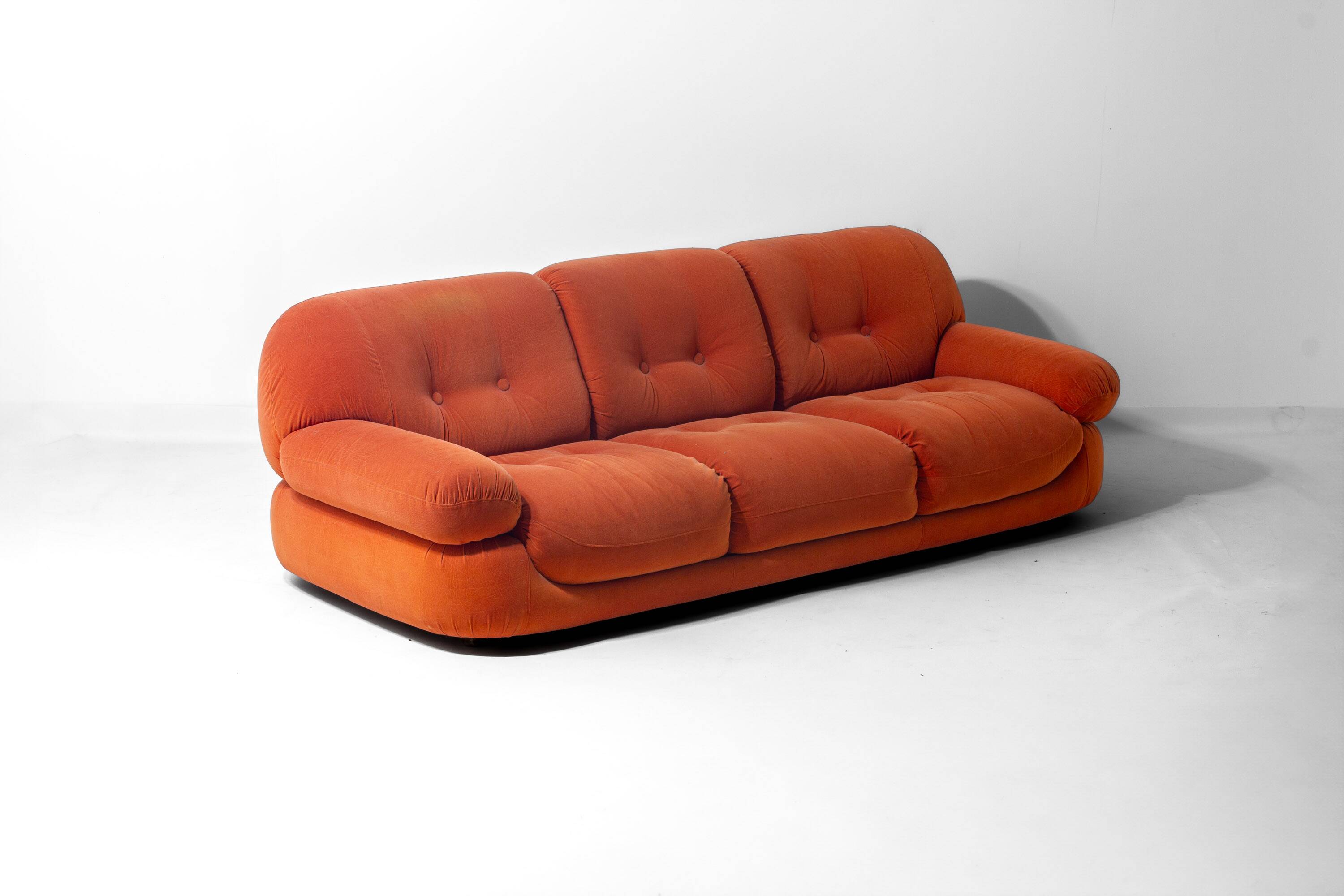 Vintage 'Sapporo' 3-seater sofa in suede by Mobil Girgi, 1970s