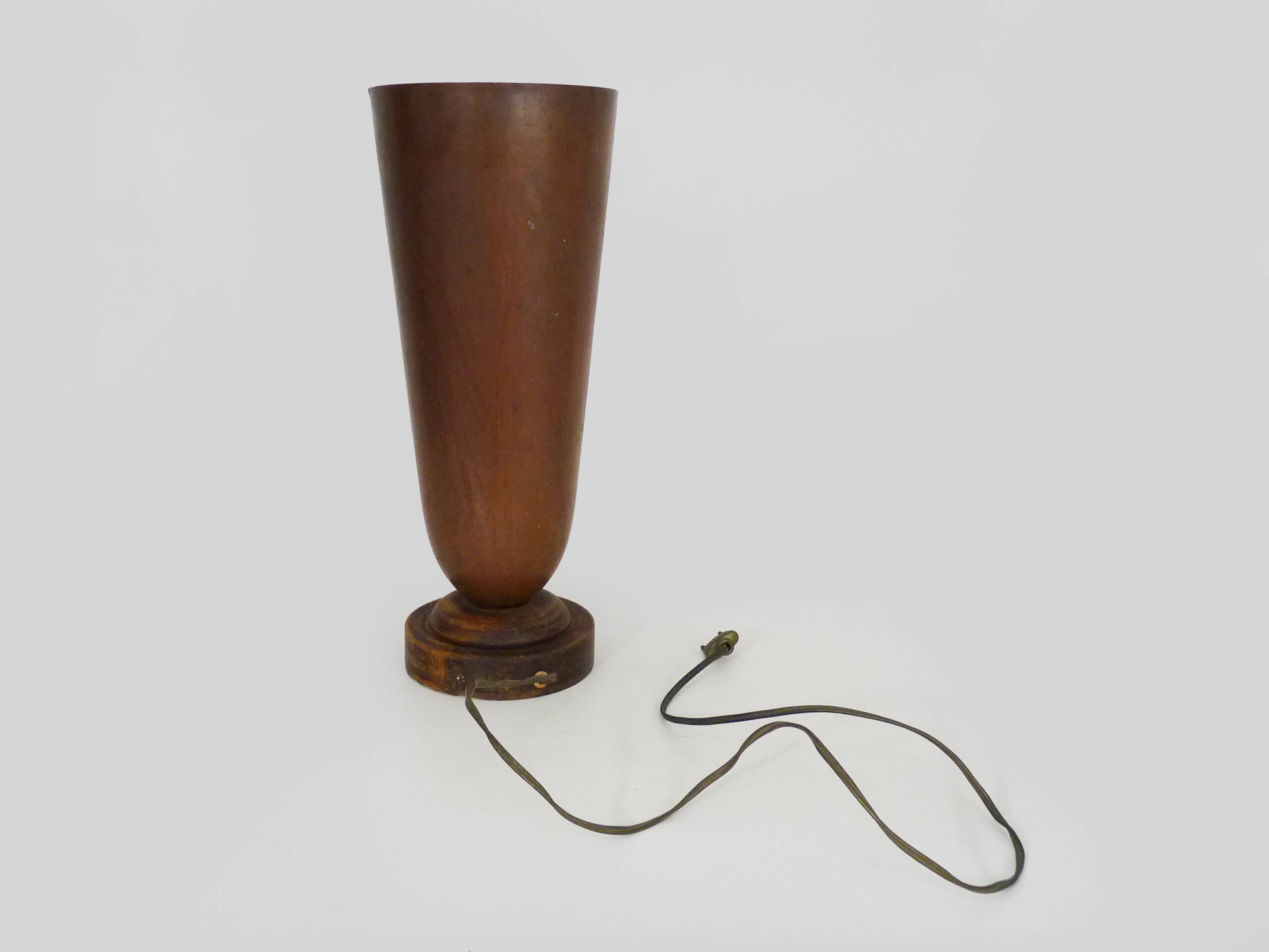 Large Art Deco Basin Lamp 1930 copper and wooden base