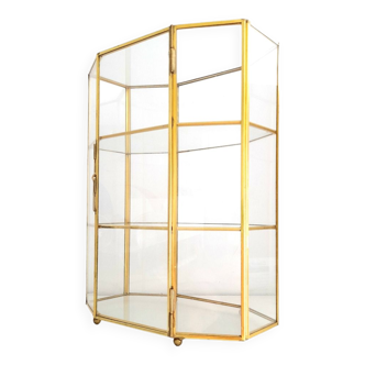 Vitrine à poser en verre et laiton