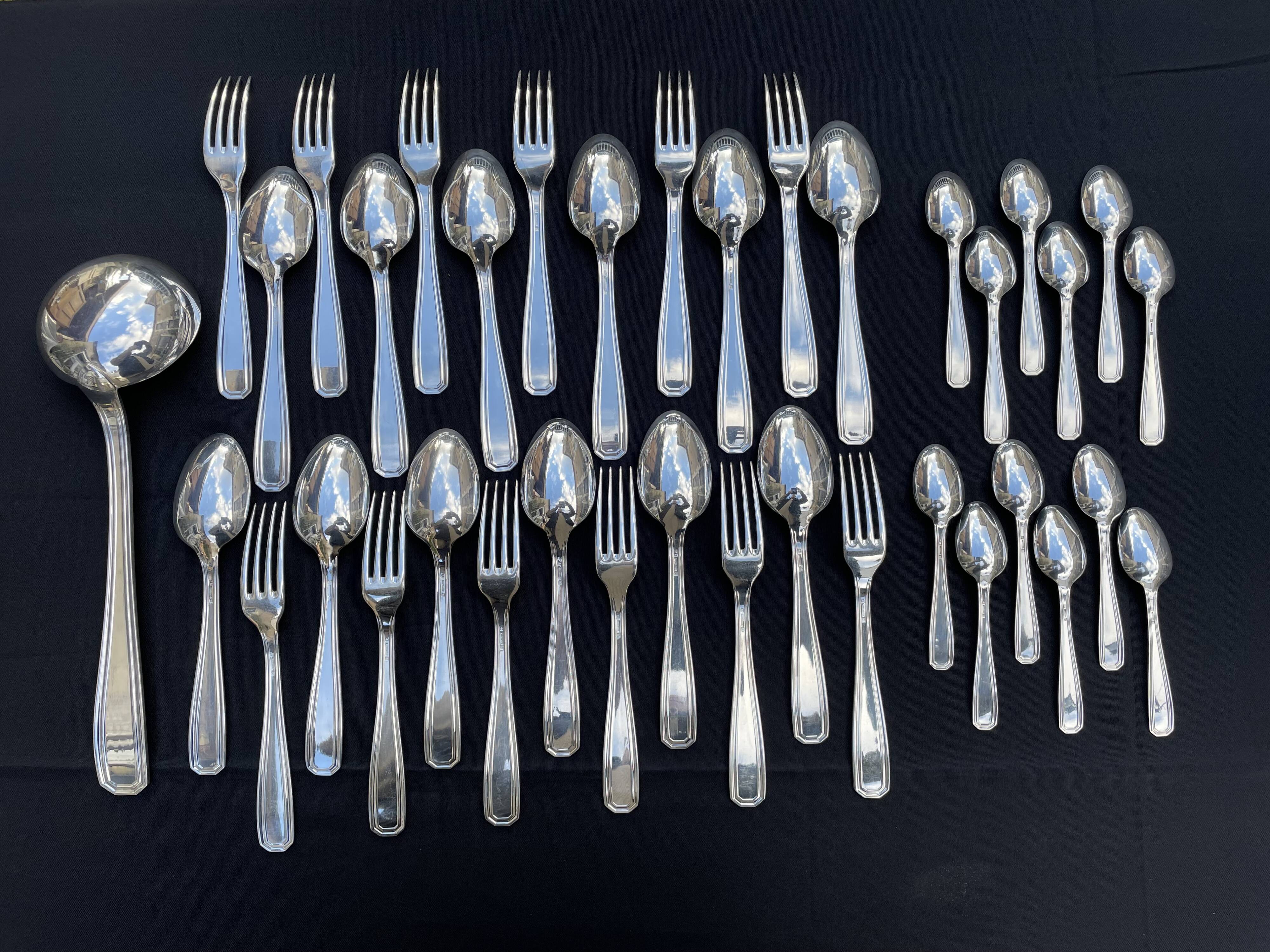 Cutlery set 37 pieces – Alfénide for Christofle América model - Luc Lanel