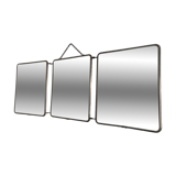 Vintage 1960s triptych barber hairdresser pumpkin mirror - 27 x 68 cm