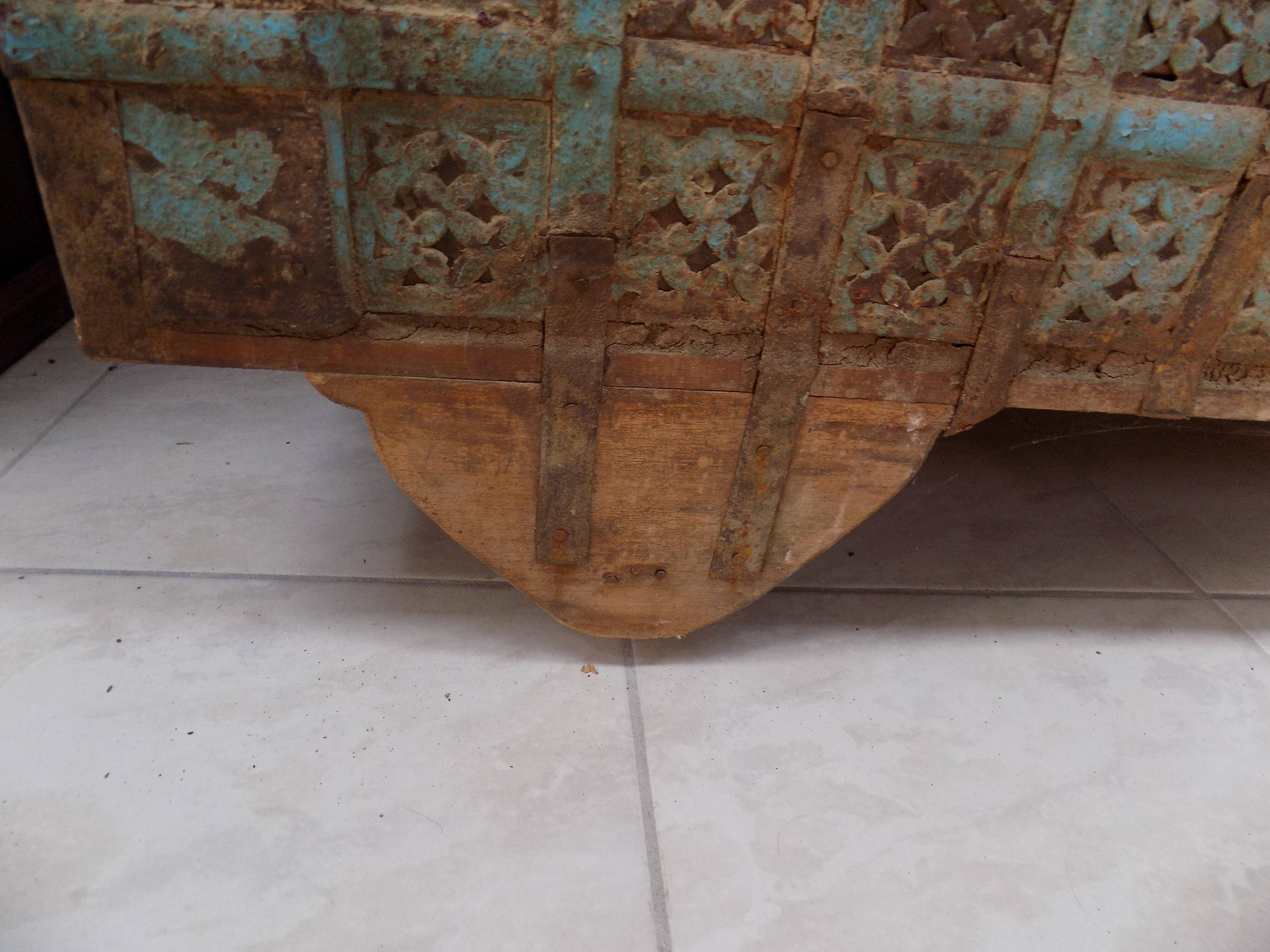 19th-century wooden wheel box