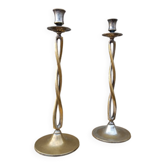 Pair of brass candelabras