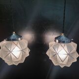 Paire de suspensions art déco en verre
