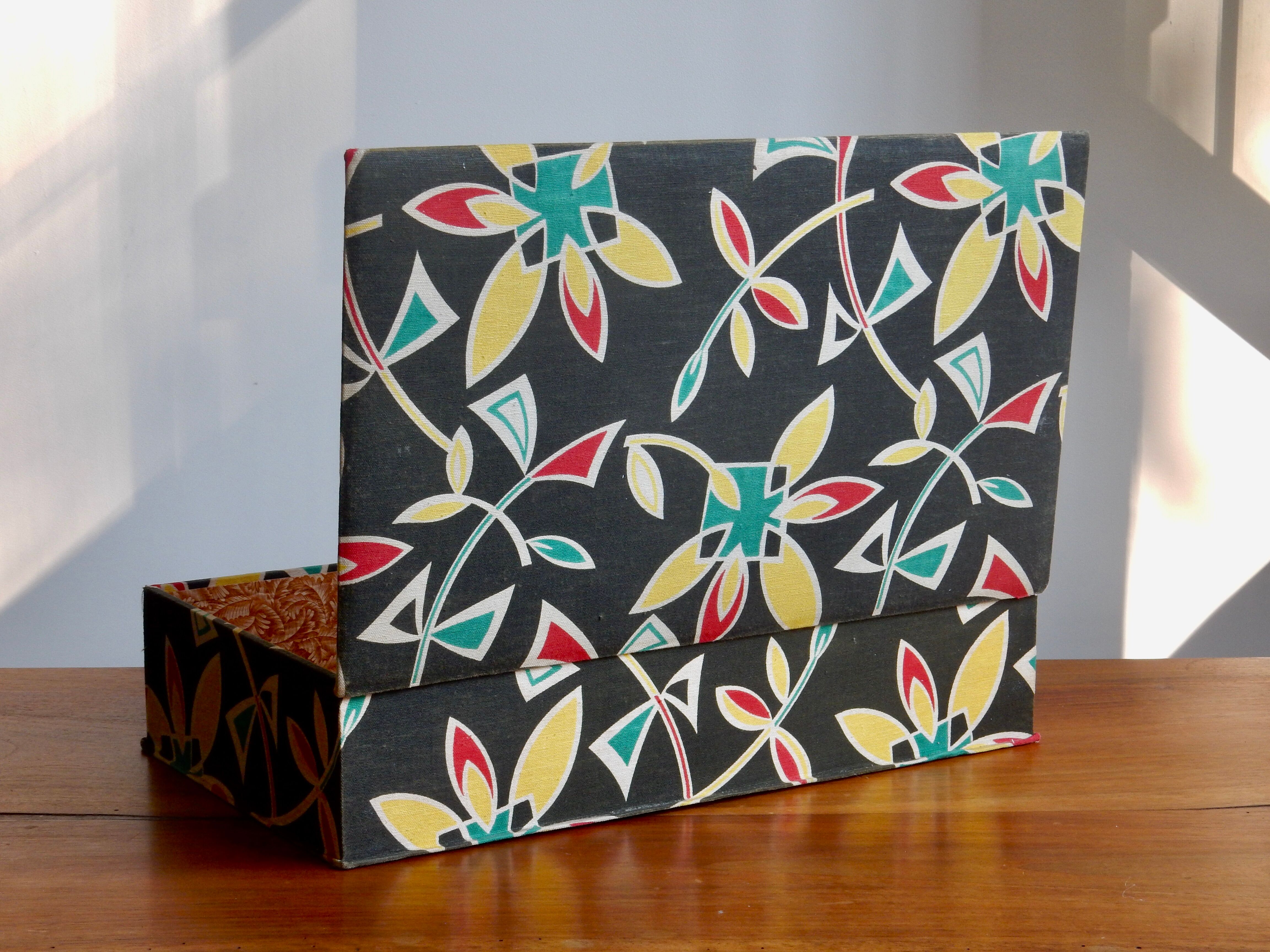 1950s fabric sewing box