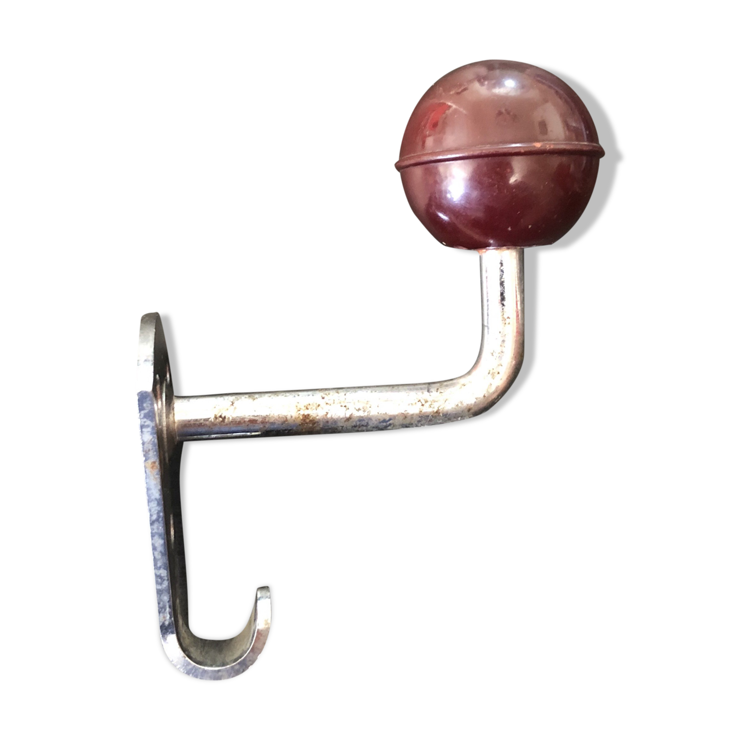 Small patère with ball hook and chrome metal frame