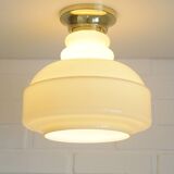 Vintage Ceiling Light Beige Glass Semi Flush Mount Lighting Redesign 1970's