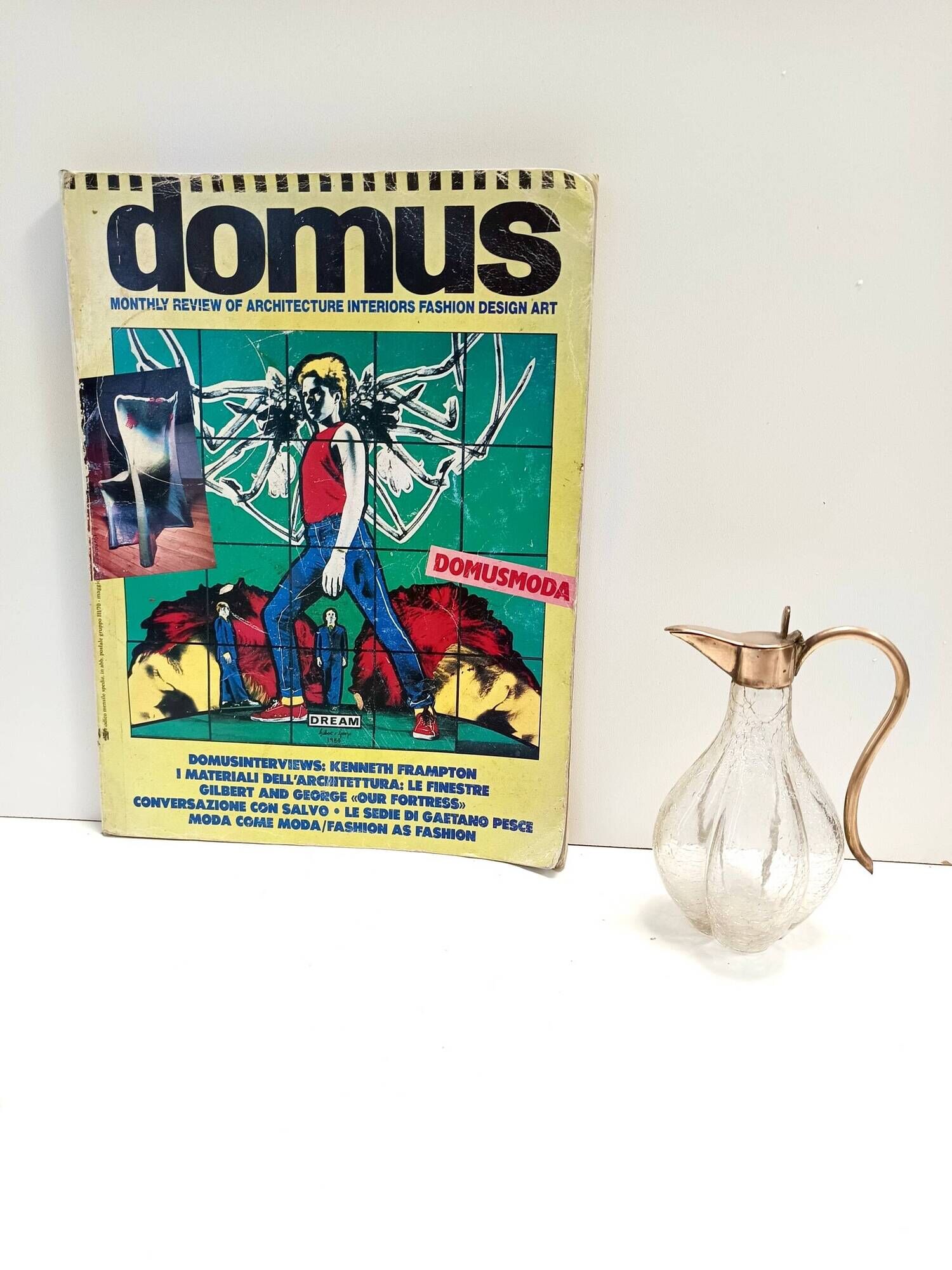 Vintage Brass and Murano Glass Liqueur Decanter or Whiskey Noggin, Italy