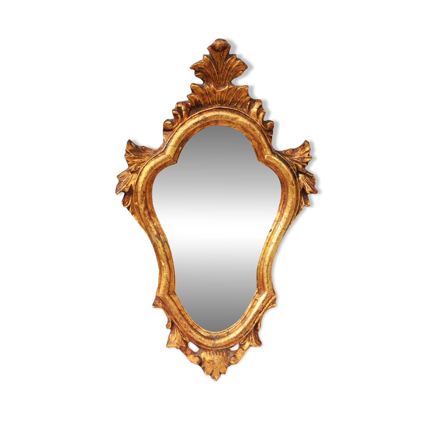 Antique Gilded Wood Mirror a Fronton Baroque Style
