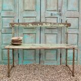 Antique indian green wooden bench