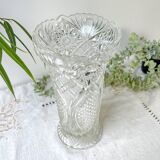 Vintage glass vase with geometric pattern