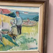 Original Swedish Oil on Canvas – “Friends” by Nils Sewerin – Vintage & Framed