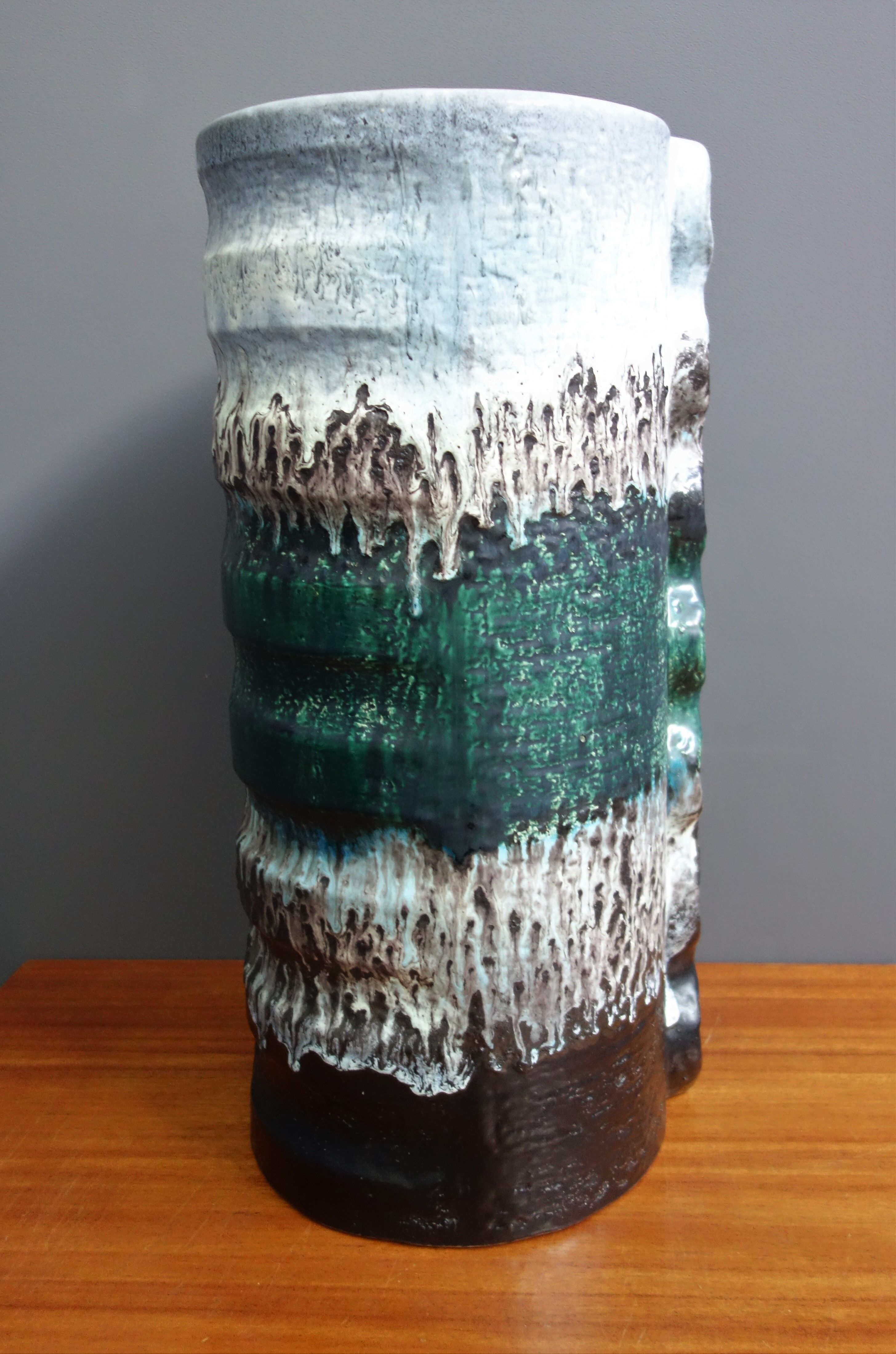 Green and white floor vase by Dumler & Breiden 1970s