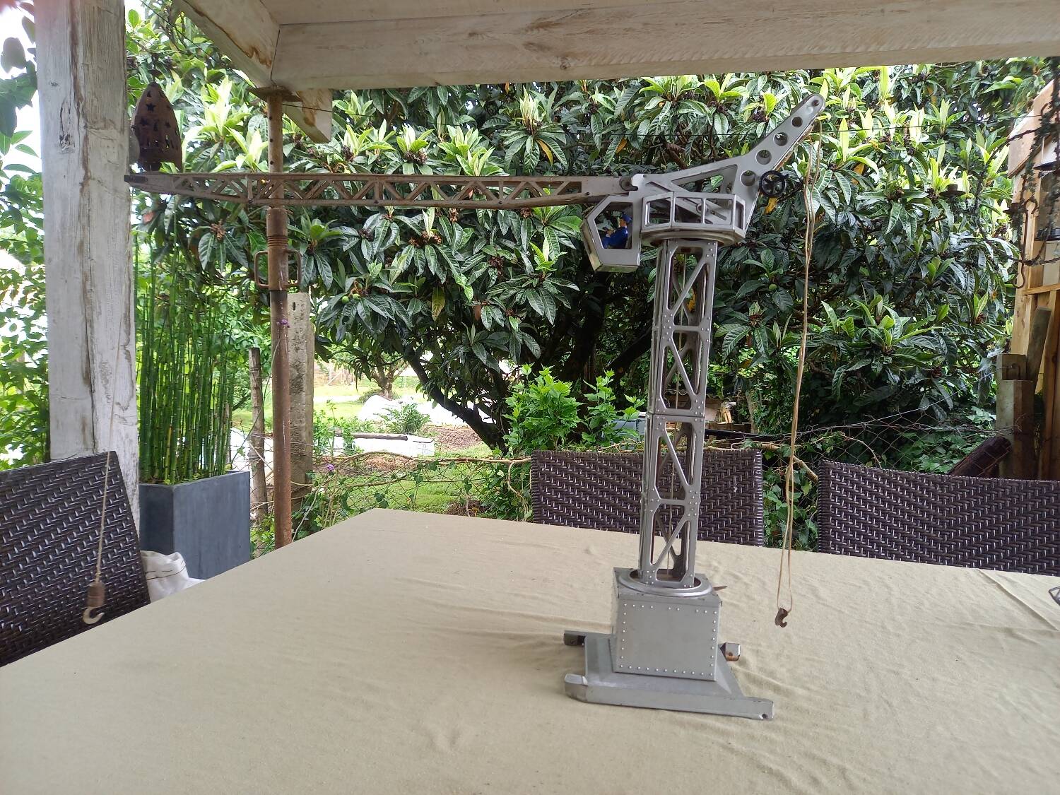Vintage sheet metal crane
