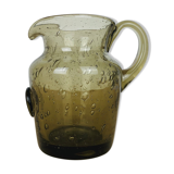 Vintage smoked bubbled glass pitcher