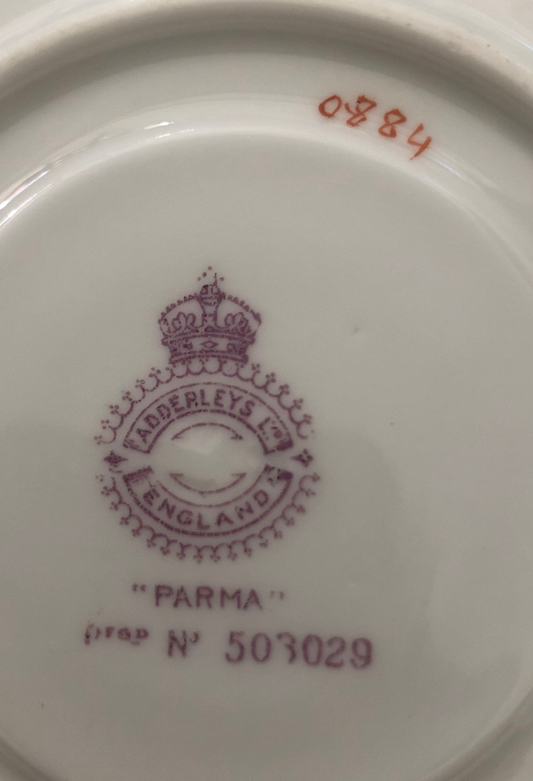 Duo of cup and saucer adderleys england bone china purple décor