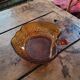 Amber glass bowl – apple shape – textured 70s design