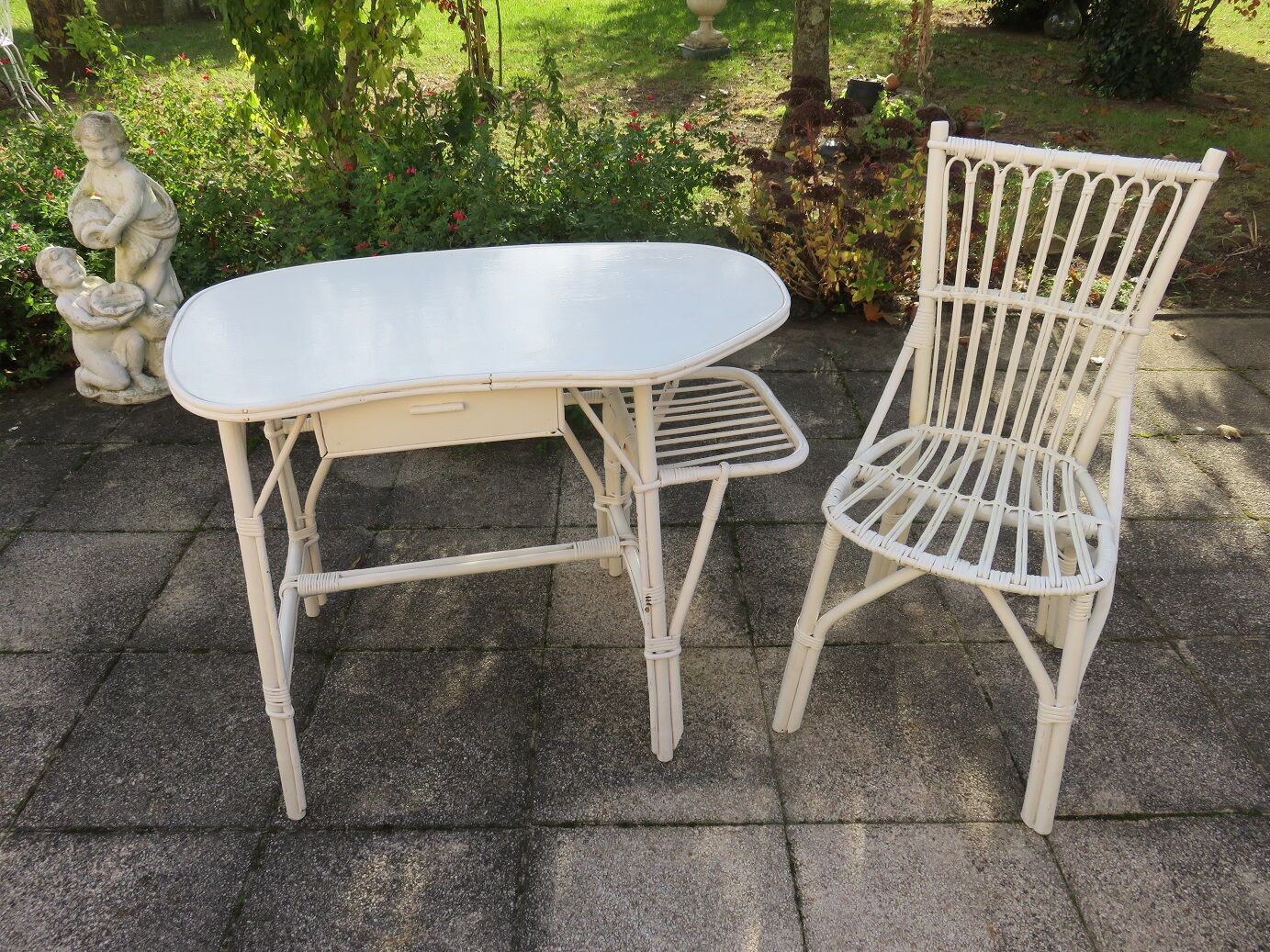 Bureau rotin et sa chaise