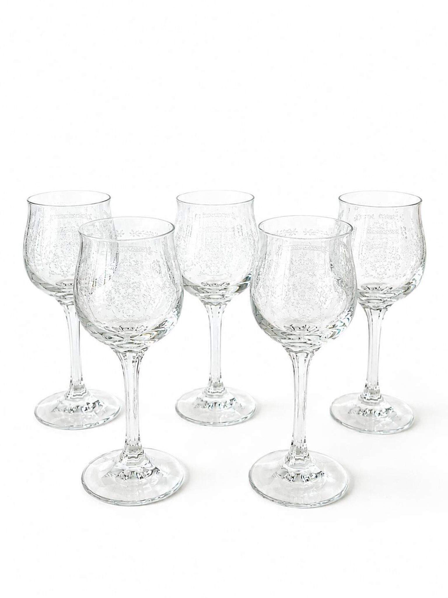 Lot 5 Verres à pied en cristallin sérigraphie transparent