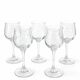 Lot 5 Footed glasses in transparent crystal with screen printing