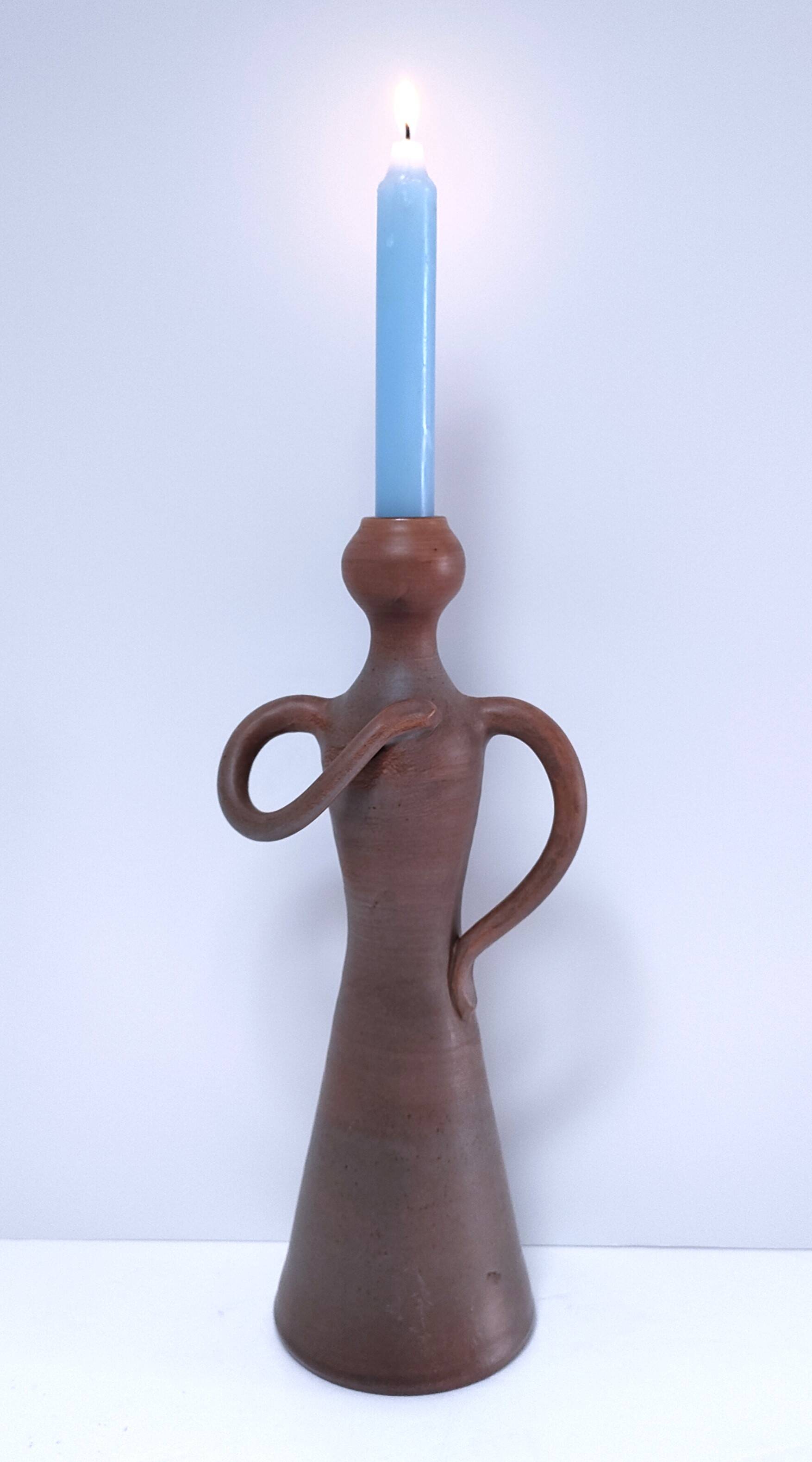Anthropomorphic ceramic candle holder for women signed