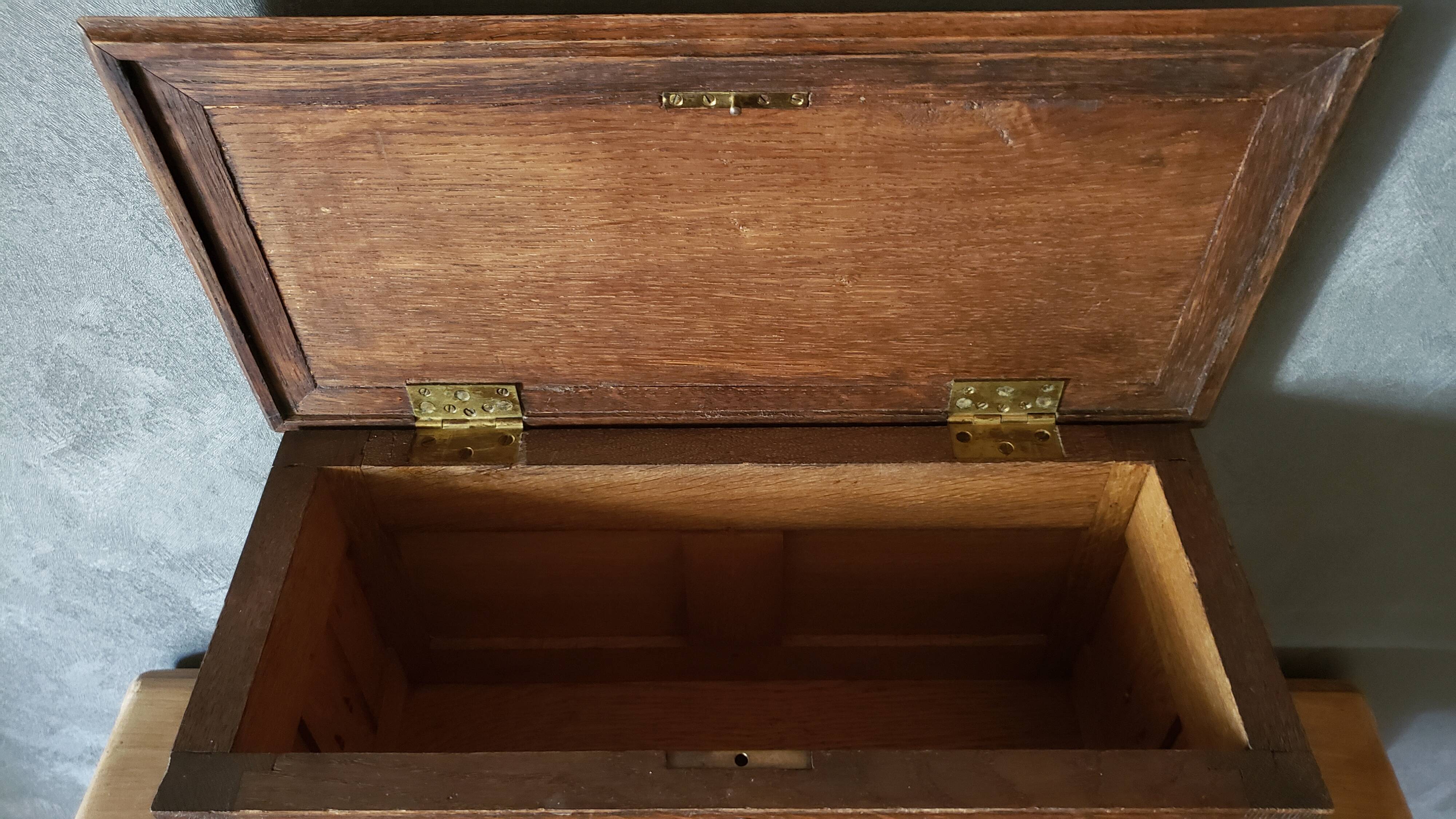 Mini carved oak chest