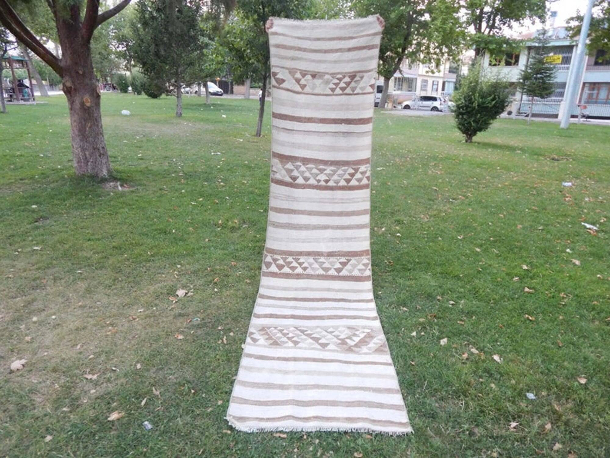 Vintage Turkish hallway rug 84x337 cm