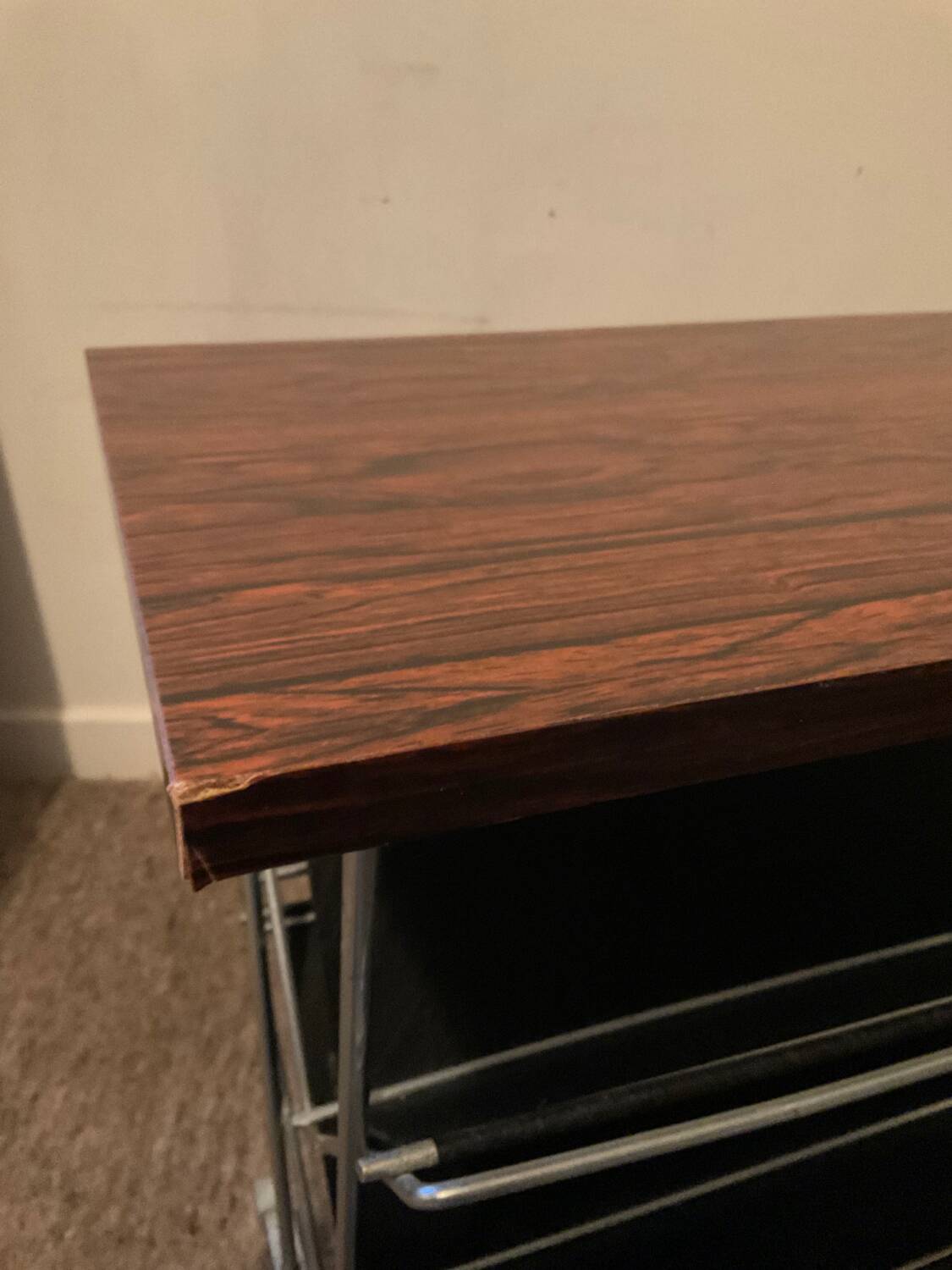 Vintage magazine rack with side table