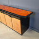 Vintage lacquer and burl wood credenza, 1980s