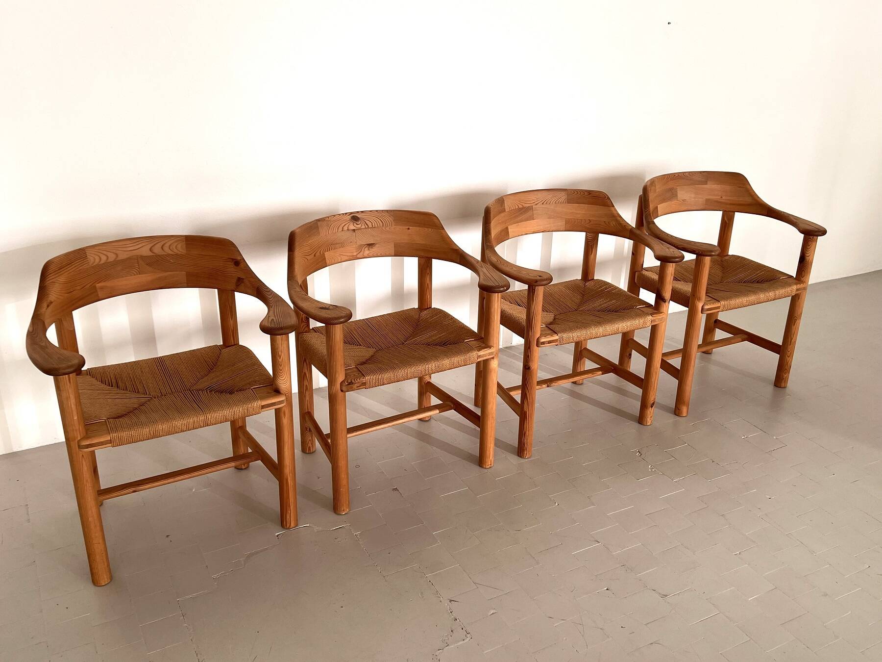 Rainer Daumiller Dining Chairs in Pine and Paper Cord, 1970s