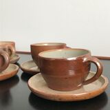 Coffee cups and under cups in gres vintage 1970s - set of 4 cups and under cup