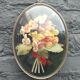 Dried flowers under glass metal frame 60' vintage