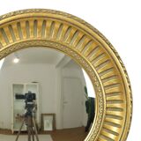 Large Round Wooden Butler Mirror Convex Mirror Witches Eye Gold