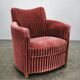 1950s Danish Modern Sculptural Velvet Lounge Armchair