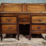 Antique curved secretary desk, Louis XV style, made of solid wood and marquetry.
