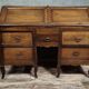 Antique curved secretary desk, Louis XV style, made of solid wood and marquetry.
