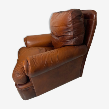 Fauteuil en cuir vintage marron